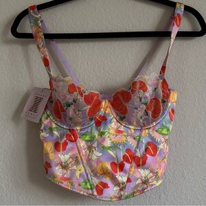 New Savage X Fenty Purple Prism Mutha Nature Satin Bustier bra top size small s